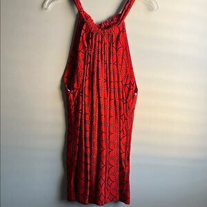 Vibrant Clemson, orange and purple sleeveless blouse